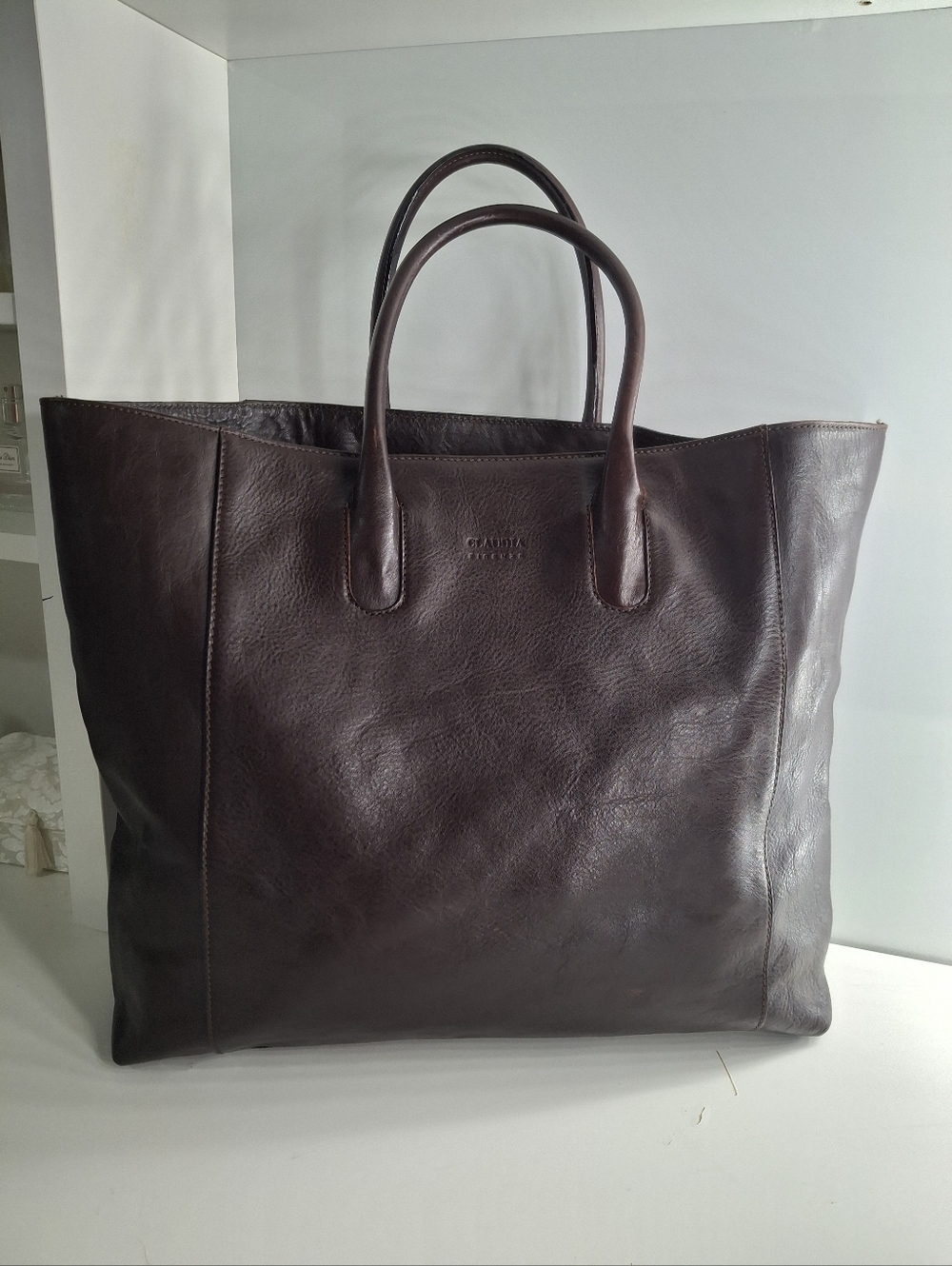 Claudia Firenze Brown Leather Tote Bag Large EUC
